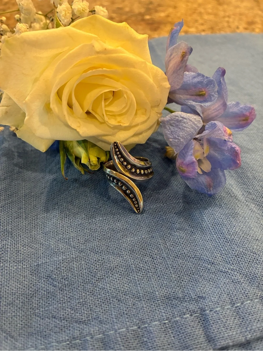 Sterling Silver Unique By-pass Ring w/ Oxidation Size 7